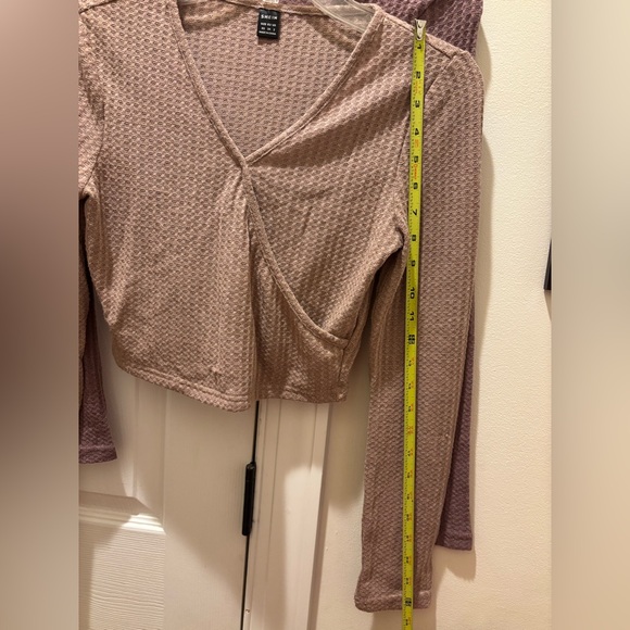 SHEIN Textured Tops-Mauve & Beige - Picture 9 of 13